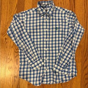 Brooks Brothers White and Blue Plaid Button-Down Shirt